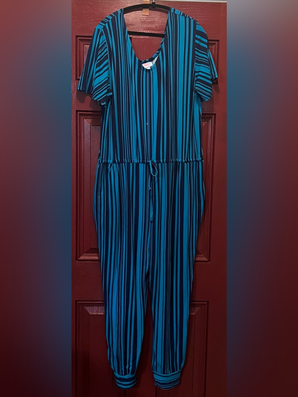 Striped Blue Teal One-Piece Jumpsuit